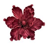 M2cbridge Fleurs artificielles de magnolia de Noël rouge en velours poinsettia pour couronne de Noël - Pièces florales pour décorations de sapin de Noël (4 pièces de magnolia marron)