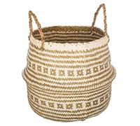 M2G DECOR Panier Seagrass Pliant Frise Blanc