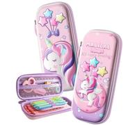 M2K HUB® Trousse à crayons pour enfants, boussole, pochette d'école, pochette élégante de qualité supérieure pour stylos (multicolore), multicolore, trousse à crayons rose