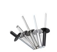 M3.2-M5 aluminium noir/acier inoxydable SUS304 Pop extrémité ouverte grand capuchon de bride Rivet aveugle tête de dôme Rivet auto-obturant(White Aluminum,10Pcs M4.8x16)