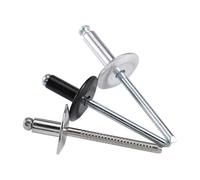 M3.2-M5 Aluminium Noir/acier Inoxydable SUS304 Pop Extrémité Ouverte Grand Capuchon De Bride Rivet Aveugle Tête De Dôme Rivet Auto-obturant(Stainless Steel,30Pcs M4x10)