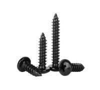 M3.5x6mm 50Pcs Round Head Wood Screws 304 Stainless Steel Black Zinc Plated Self Tapping Screws Pan Head Phillips Head Pointed Shank