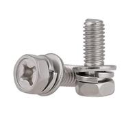 M3 ~ M10 Phillips tête hexagonale trois vis combinées 304 acier inoxydable croix hexagonale encastrée avec rondelle vis boulons (Color : 14mm, Size : M4(20pcs))