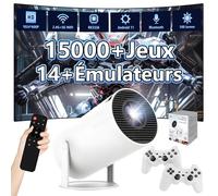M300 Pro Projecteur Portable Intelligent avec WiFi et Bluetooth,15000 Jeux,14 émulateurs,Android 11,RK3326, 1024 * 600P,100 lumens,avec 2 manettes sans Fil,Home cinéma et extérieur (Boîte Blanche)