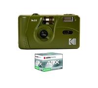KODAK Pack M35 Argentique + Pellicule 100 ASA - Appareil Photo Kodak Rechargeable 35mm Olive Green, Objectif Grand Angle Fixe, Viseur optique , Flash Intégré + Pellicule APX 100, 36 poses