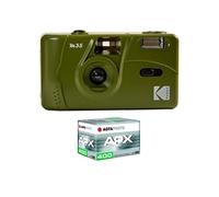 KODAK Pack M35 Argentique + Pellicule 100 ASA - Appareil Photo Kodak Rechargeable 35mm Olive Green, Objectif Grand Angle Fixe, Viseur optique , Flash Intégré + Pellicule APX 100, 36 poses