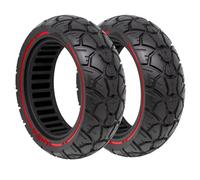 M365Lyon- Pneu Plein Anti-Crevaison 10x2.75 (10x2.7-6.5) pour Trottinettes UrbanGlide E-CROSSE MAX 2x2, All Road 5, Speedway 5 - Rockway - Crossover - Dualtron 3 (2xTire-Bande Rouge)