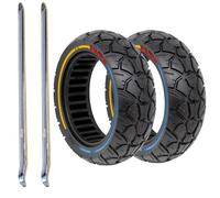 [M365Lyon] - Pneu Plein Anti-Crevaison 10x2.75 Pouces pour Trottinettes UrbanGlide E-CROSSE MAX 2x2, All Road 5, Speedway 5-Rockway - Crossover - Dualtron 3 - E-CROSSE Pro (2 Pneu + 2 Lever)