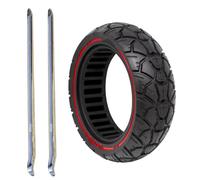 M365Lyon- Pneu Plein VTT Anti-Crevaison 10x2.75 (10x2.7-6.5) Pouces pour Trottinettes Electrique UrbanGlide E-CROSS PRO All Road 5, E-CROSSE MAX, E-CROSS PRO (1 Tire+2Lever-Bande Rouge)