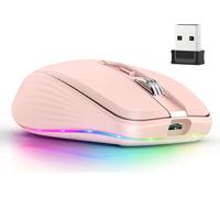 M3O3 Souris sans fil Bluetooth 5.1 2,4 G/connexion Bluetooth 4 vitesses DPI/volume réglable/lumière RVB/molette de défilement en aluminium, adaptée aux ordinateurs portables de bureau, batterie au lit