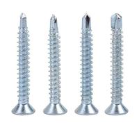 M4.2 Vis Autotaraudeuse Vis à Tête Plate en Métal Jeu de Vis de Queue de Forage Boulons pour Fixation de Tôle(M4.2 * 38(50PCS))