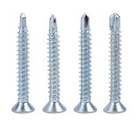 M4.2 Vis Autotaraudeuse Vis à Tête Plate en Métal Jeu de Vis de Queue de Forage Boulons pour Fixation de Tôle(M4.2 * 50(50PCS))