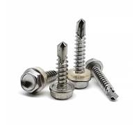 M4.8 M5.5 M6.3 Stainless Steel External Hexagon Flange Head Drill Tail Screw With Washer Gasket 10Pcs(6.3x19)
