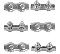 M4 Duplex Clips Serre-câbles en Acier Inoxydable 304 Pinces Duplex pour Filin pour Cordes à Linge en Câble Métallique Voiles de Soleil Suspendues Patio Fixe 6pièces