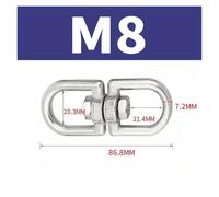 M4 M5 M6 M8 M10 Rotating Universal Ring 8 Shape Unloading Shackle Wire Rope Lock Chain Connecting Buckle 304 Stainless Steel pour le gréement résistant, transportant(M8-1pcs)