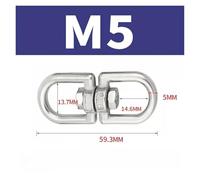 M4 M5 M6 M8 M10 Rotating Universal Ring 8 Shape Unloading Shackle Wire Rope Lock Chain Connecting Buckle 304 Stainless Steel pour le gréement résistant, transportant(M5-1pcs)
