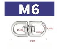 M4 M5 M6 M8 M10 Rotating Universal Ring 8 Shape Unloading Shackle Wire Rope Lock Chain Connecting Buckle 304 Stainless Steel pour le gréement résistant, transportant(M6-1pcs)