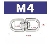 M4 M5 M6 M8 M10 Rotating Universal Ring 8 Shape Unloading Shackle Wire Rope Lock Chain Connecting Buckle 304 Stainless Steel pour le gréement résistant, transportant(M4-1Pcs)
