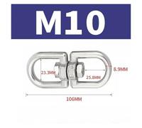M4 M5 M6 M8 M10 Rotating Universal Ring 8 Shape Unloading Shackle Wire Rope Lock Chain Connecting Buckle 304 Stainless Steel pour le gréement résistant, transportant(M10-1pcs)