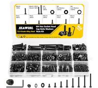 M4 Vis et écrous, 466 Pièces Vis Boulon et écrous et Rondelles, Vis à Tête Hexagonale, Vis à Tête Cylindrique à Six Pans Creux - M3*6/8/10/12/16/20/25/30mm pour Imprimante 3D Moto Auto Mécaniques