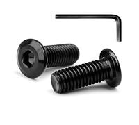 M4 x 18mm 20Pcs Tête Plate Vis D'assemblage à Six Pans Creux, Vis à Tête Plate, Acier Inoxydable A2 V2A, Boulons de Meubles, Filetage Complet, Oxyde Noir (Avec Clé Hexagonale)