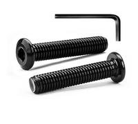 M4 x 35mm 10Pcs Tête Plate Vis D'assemblage à Six Pans Creux, Vis à Tête Plate, Acier Inoxydable A2 V2A, Boulons de Meubles, Filetage Complet, Oxyde Noir (Avec Clé Hexagonale)