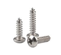 M4 x 8mm 50Pcs Round Head Wood Screws Stainless Steel 304 Self Tapping Screws Pan Head Phillips Shank Pointed Tail