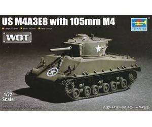 M4A3E8 w/ 105mm M4 U.S. Medium Tank - TRUMPETER 1/72 PLASTIC KIT