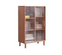 M4VJjuhEC étagères d'angle Bibliothèque de Rangement à Plusieurs Compartiments, Support en Bois avec Porte coulissante Verre, for Livres Bureau, Fournitures d'étude, étagère d'affichage