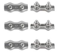 M5 Duplex Clips Serre-câbles en Acier Inoxydable 304 Pinces Duplex pour Filin pour Cordes à Linge en Câble Métallique Voiles de Soleil Suspendues Patio Fixe 6pièces