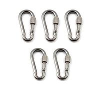 M5 Lot de 5 mousquetons à ressort en acier inoxydable 304 avec fermoir à vis pour la maison, le camping, la randonnée, la pêche, les voyages, le sac à dos