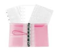 M5 Mini Loose Leaf Binder Set, Cash Stuffing & Planning - Clear Pink | 10 protecteurs transparents, 1 poche mate et 40 feuilles de recharge vierges, couverture en polypropylène durable
