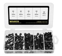 M5 Vis cylindriques Bouton à tête hexagonale Socket Tête Câble Boulons Vis avec écrous Kit en Acier au Carbone (10mm 20mm 30mm 40mm)