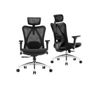 SIHOO M57 Fauteuil de Bureau Ergonomique pour Ordinateur avec appuie-tête réglable, Dossier et accoudoirs en Maille,Noir Noir G