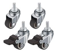 M6 4pcs Small Furniture Casters Swivel Casters Inhibitory Casters 360° Swivel Non-Slip Rubber Casters with Thread for Indoor and Outdoor Furniture