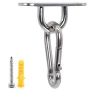 M6 Crochet Plafond Kit, 60mm Pontet Acier Inoxydable (4 pcs) et Mousquetons INOX (4 pcs) avec Cheville Beton, Crochet Métal Forme U pour Fixation Voile d'Ombrage, Ccessoire Bateau, Hamac Chaise
