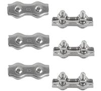 M6 Duplex Clips Serre-câbles en Acier Inoxydable 304 Pinces Duplex pour Filin pour Cordes à Linge en Câble Métallique Voiles de Soleil Suspendues Patio Fixe 6pièces