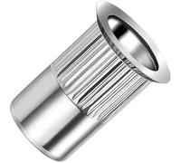 M6 Écrous à sertir aveugles, tête fraisée, corps rond rainuré, insert fileté ouvert, 6mm moleté en acier zingué, rivet pour acier, alliage, cuivre, plastique, fibre de verre et composite (100 pcs.)