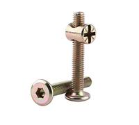 M6 Kit de 10pcs Assortiment Vis Boulon Fixation Tête Fraisée Plate Six Pans Creux Partiellement Filetée en Acier Au Carbone Galvanisé avec Ecrous Transversals(40mm)