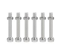 M6 M10 304 Vis à tête hexagonale en acier inoxydable Boulons Écrous avec kits de rondelles plates et de blocage - 4-10 pièces, hexagone entièrement fileté (20-140 mm)(M6 x 60mm 6pcs)