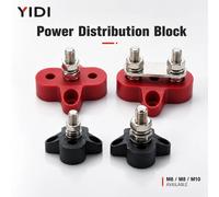 M6 M8 M10 bornier de jonction goujon barre omnibus batterie robuste Distribution d'énergie DC 48V barre omnibus rouge/noir automobile RV bateau M10Black Single Stud
