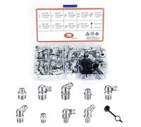 M6 M8 M10 Graisseur 70 Pièces Embout Graisseur Buse de Graissage M6 Buse de Graissage M8 Buse de Graissage M10 Embout Pompe à Graisse Kit Graisseur à Visser Avec Boîte de Rangement Pour Graisseurs