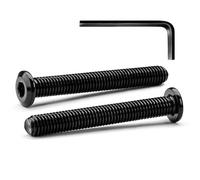 M6 x 55mm 10Pcs Tête Plate Vis D'assemblage à Six Pans Creux, Vis à Tête Plate, Acier Inoxydable A2 V2A, Boulons de Meubles, Filetage Complet, Oxyde Noir (Avec Clé Hexagonale)