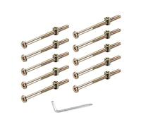 M6 x 80mm Vis à Bois, Lot de 10 écrous de meubles M6 plaqué zinc avec écrous cruciformes pour berceau, lit superposé et lit de bébé (M6*80mm)