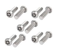 sourcing map M6x20mm Vis Inviolable Tête Bombée Torx Bouton 304 Acier Inoxydable Sécurité 10pcs