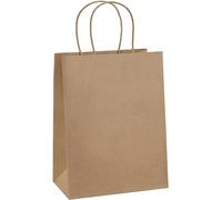 M7 Packaging Lot de 250 grands sacs en papier kraft marron avec poignée torsadée 28 x 30 cm Idéal pour cadeaux, plats à emporter, fêtes, magasins, dragées, mariages