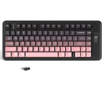 M75 Clavier Gaming Sans Fil Avec Écran Et Molette Intelligents,Double Mode Bt/2,4 Ghz,Touches Pbt Dégradées,Rétroéclairage Arc-En-Ciel,Clavier À Membrane Tkl 82 Touches - Rose