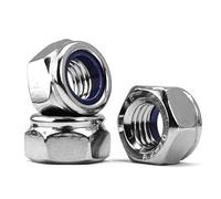 M8-1,25 Ecrous Autobloquant, Acier Inoxydable A2 V2A 304 Écrou Hexagonal, Ecrou Frein de Blocage en Nylon DIN985 (5 Pièces)