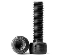M8-1.25 x 80mm Socket Head Cap Screws, 12.9 Grade Alloy Steel, Allen Socket Drive, Black Oxide Finish, Full Thread, Quantity 10