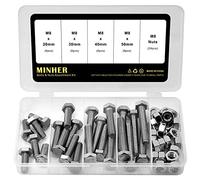 M8 304 Boulon de Sortilège Hexagonal D'acier Inoxydable de Coin Extérieur de, Boulons et écrous Assortiment (20mm 30mm 40mm 50mm)